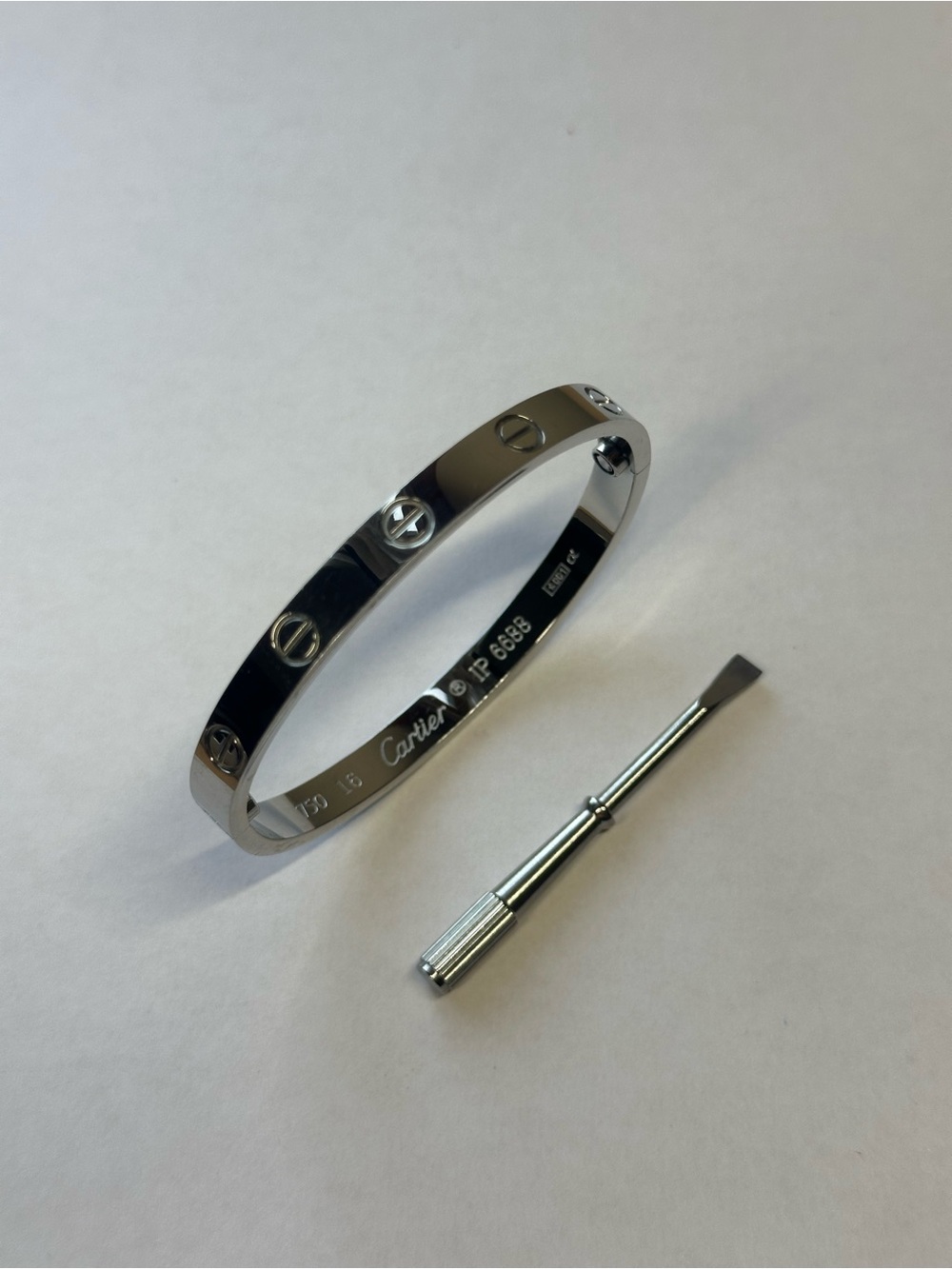 Designer Inspired Silver Tone Love Bangle Bracelet Size 16